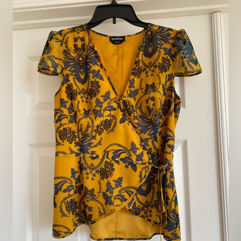 Bebe Mustard Floral Blouse
